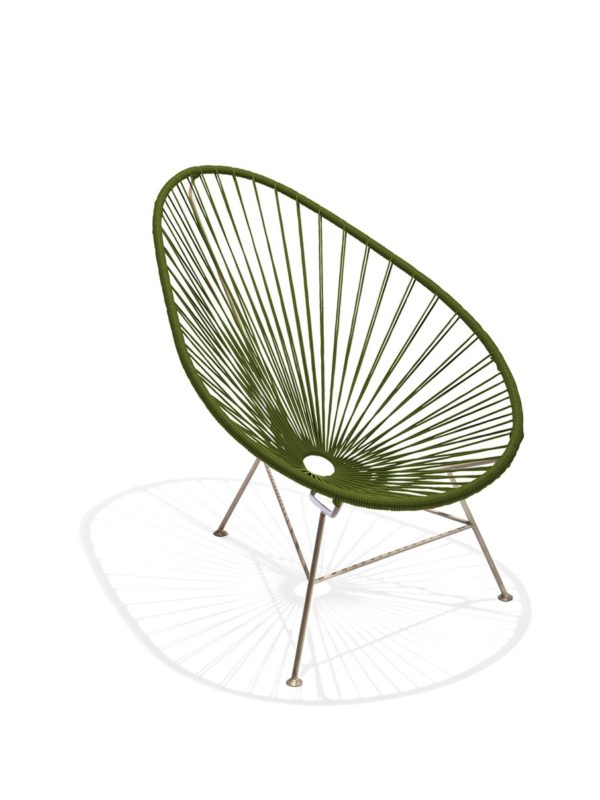 Original Acapulco Chair mit Messinggestell in der Farbe olive