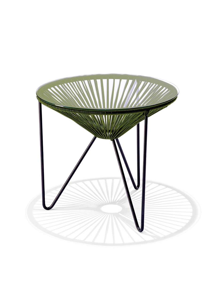 Der Original Acapulco Chair Beistelltisch mit Glasplatte in Olive