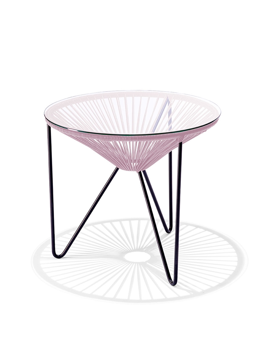 original-acapulco-chair-tisch-altrosa Der Original Acapulco Chair Beistelltisch mit Glasplatte in Altrosa